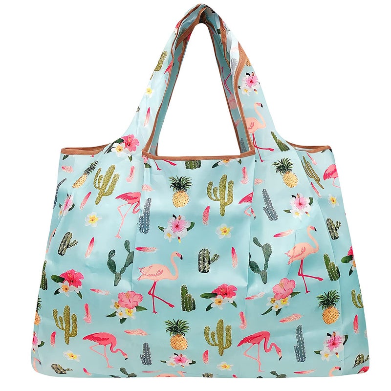 allydrew Large Foldable Tote Nylon Reusable Grocery Bag, Tropical Paradise - Image 2